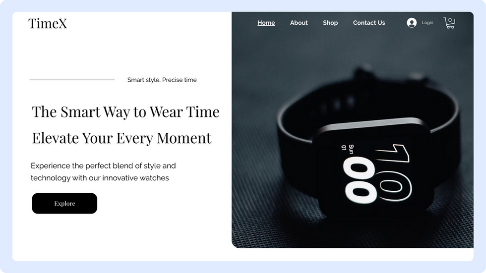Watch Store template, wix studio template, Home page