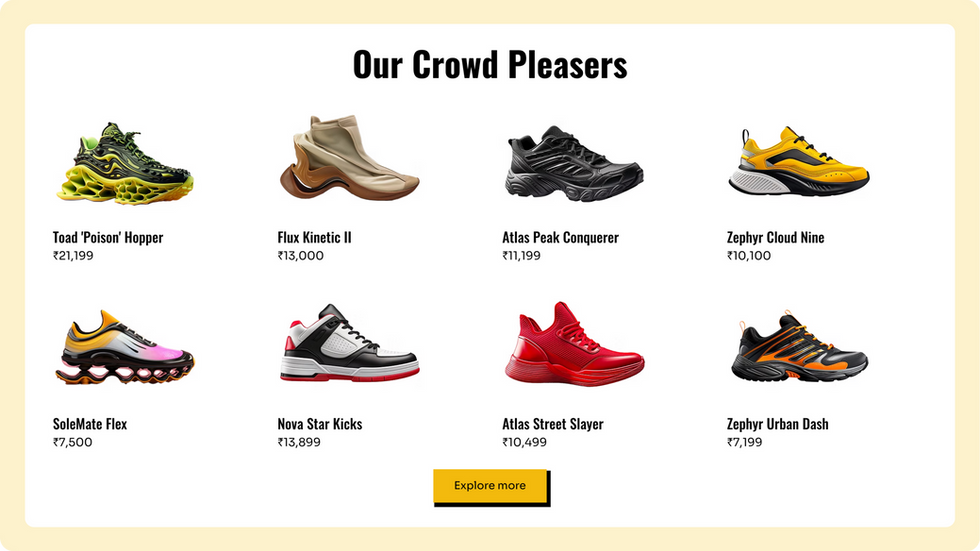 Shoe store template, wix studio template, Category page
