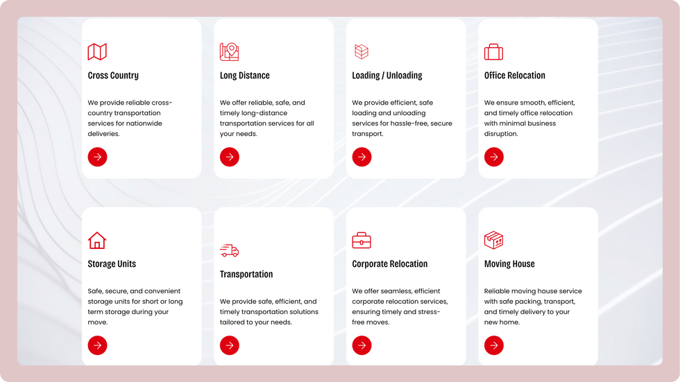 Moving Services Template, wix studio template, Services page
