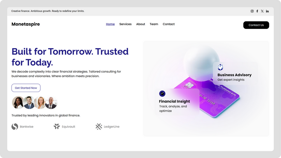 Business Consulting Template, wix studio template, Home page