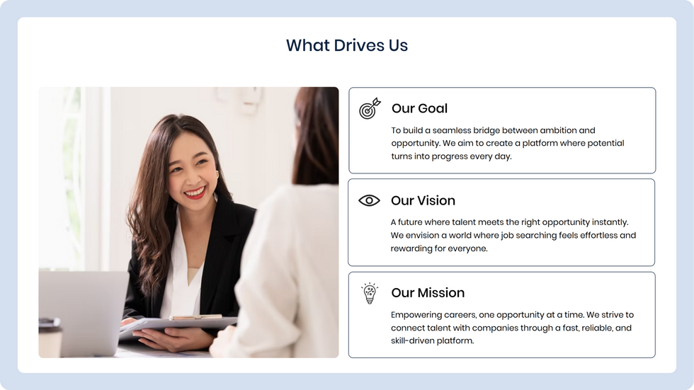 Recruitment Agency Template, wix studio template, Our Purpose page