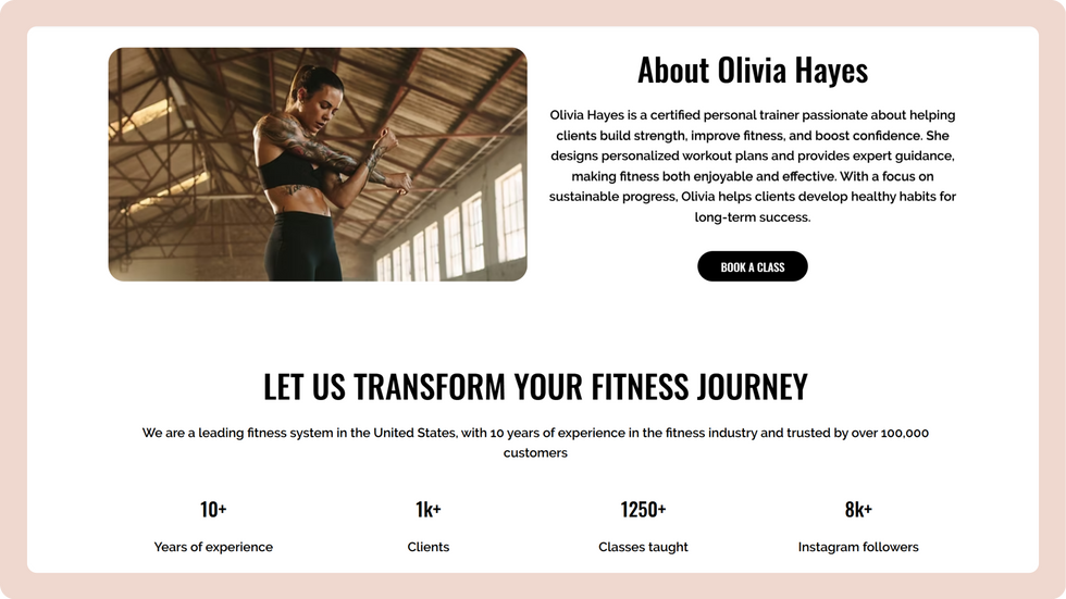 Gym Website Template, wix studio template, About page