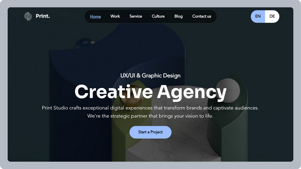 Design Studio Template, wix studio template, Home page
