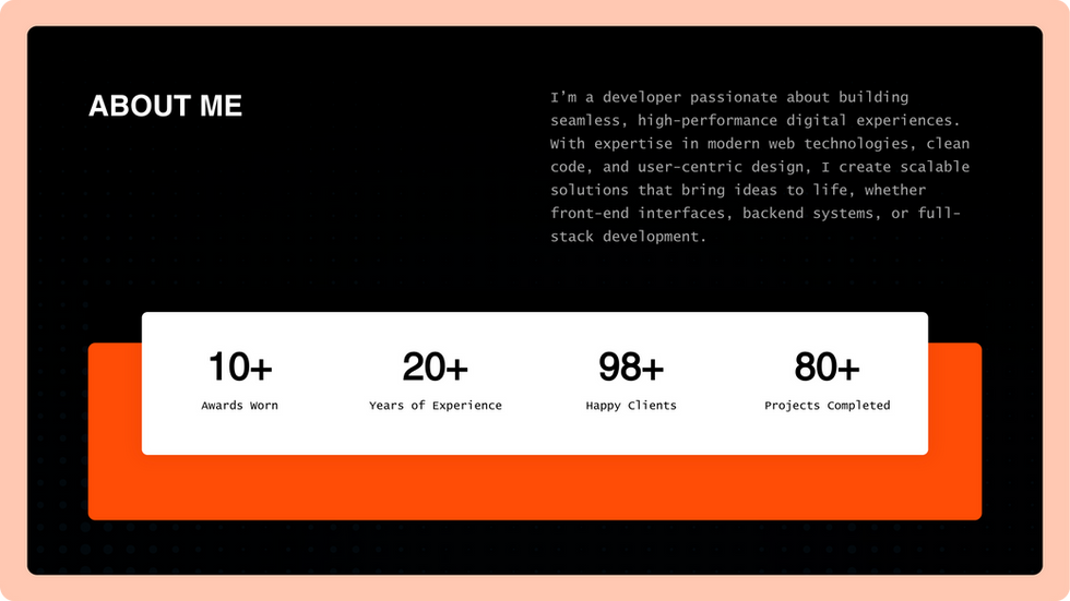Developer Portfolio Template, wix studio template, About page