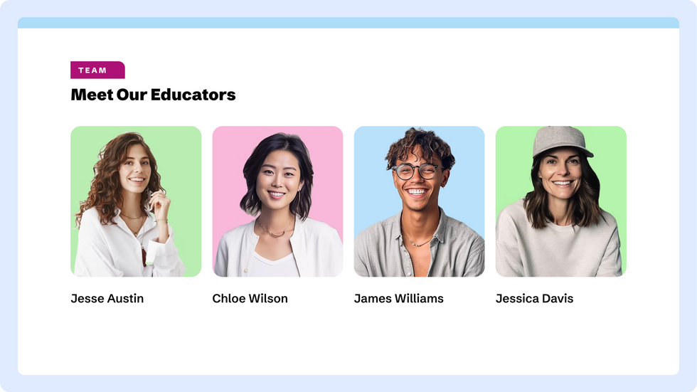 Kids Learning Template, wix studio template, Meet our Team page