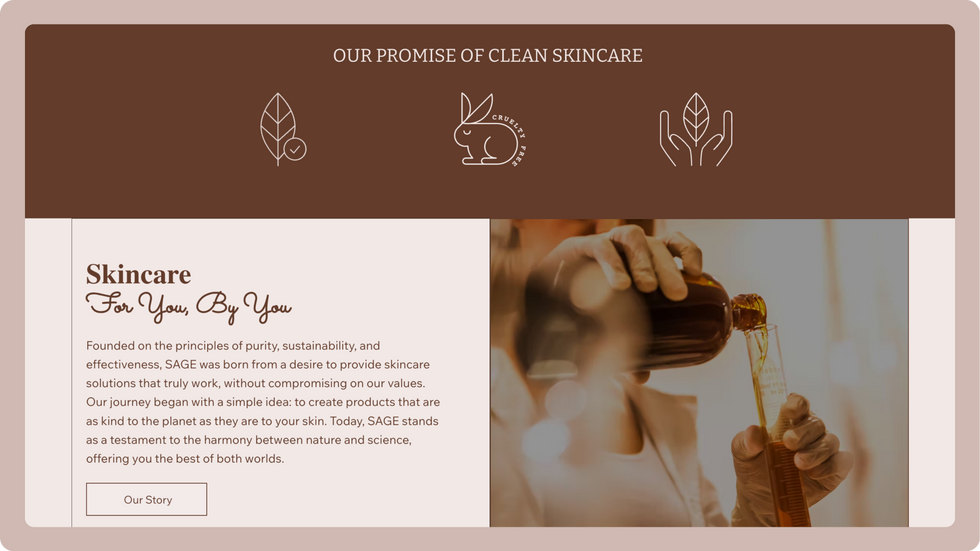 Skincare Store Template, wix studio template, About page