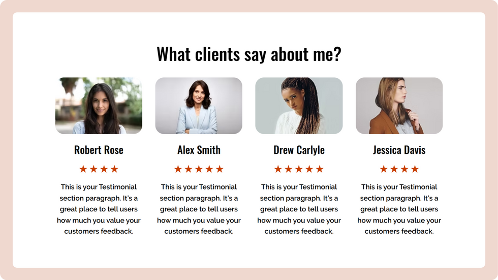 Gym Website Template, wix studio template, Testimonial page