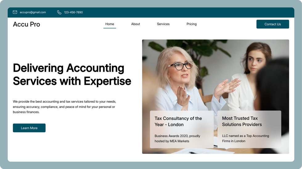 Accounting Services Template, wix studio template, Home page