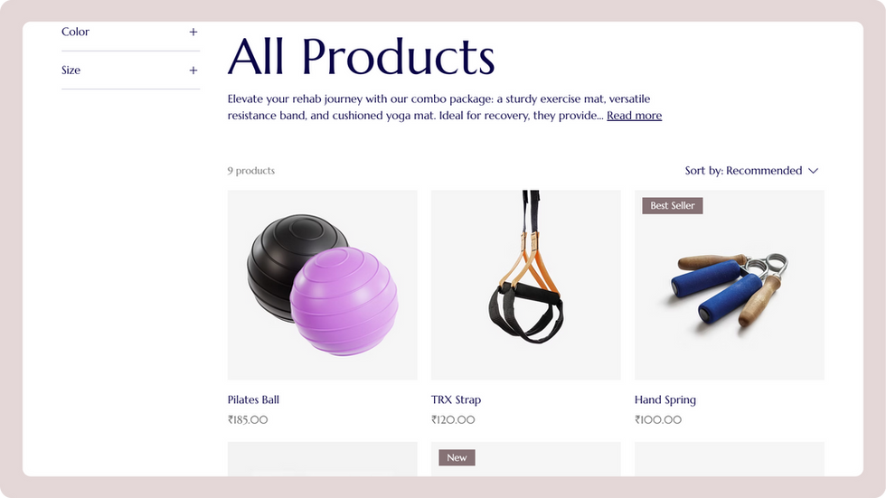 Physiotherapy Template, wix studio template, Product page