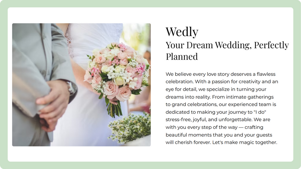 Wedding Planners Template, wix studio template, About page