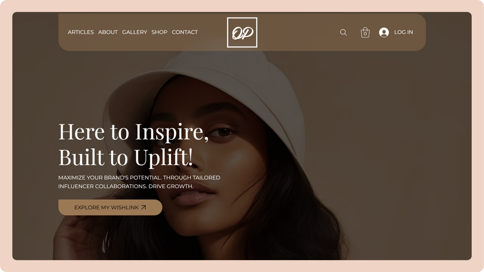 Influencer Template, wix studio template, Home page