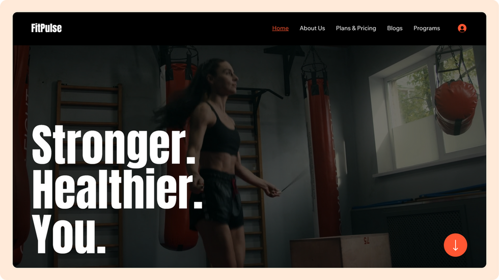Fitness Coaching Template, wix studio template, Home page