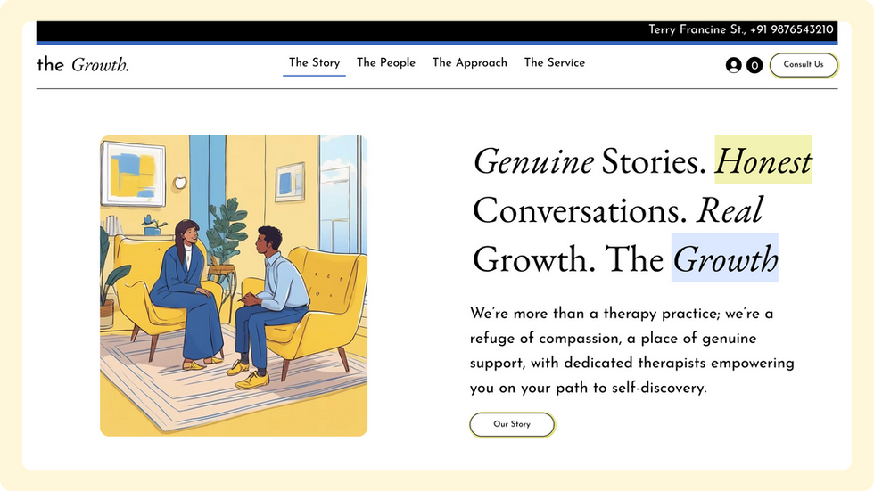 Therapist Template, wix studio template, Home page