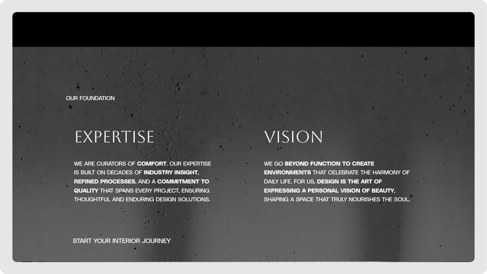 Interior Studio Template, wix studio template, Our Foundation page