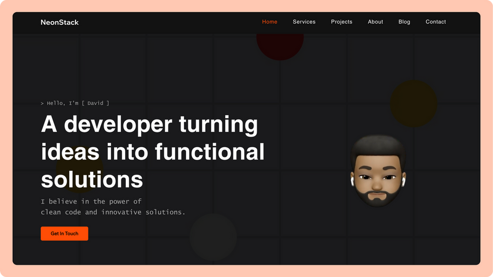 Developer Portfolio Template, wix studio template, Home page
