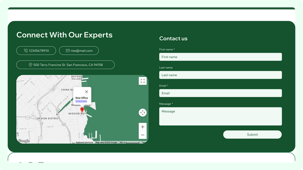 Life Coach Template, wix studio template, Contact page