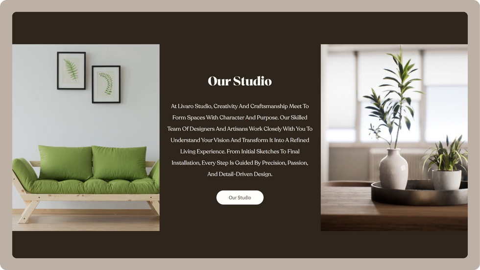 Interior Design Studio Template, wix studio template, Our Studio page