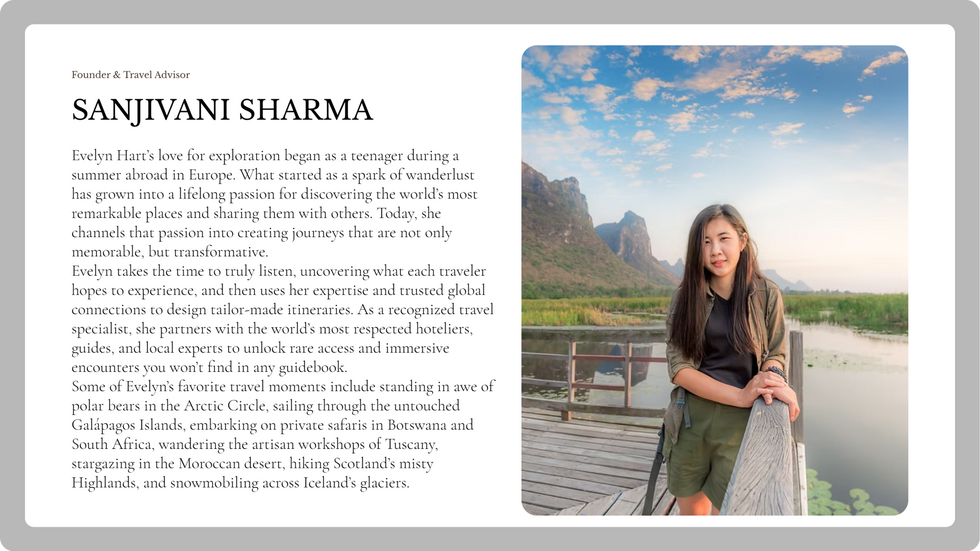 Travel Agency Template, wix studio template, About Founder page