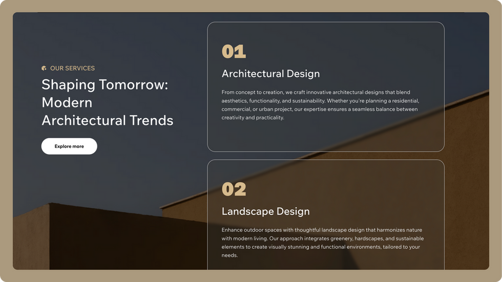 Architecture Firm Template, wix studio template, Services page