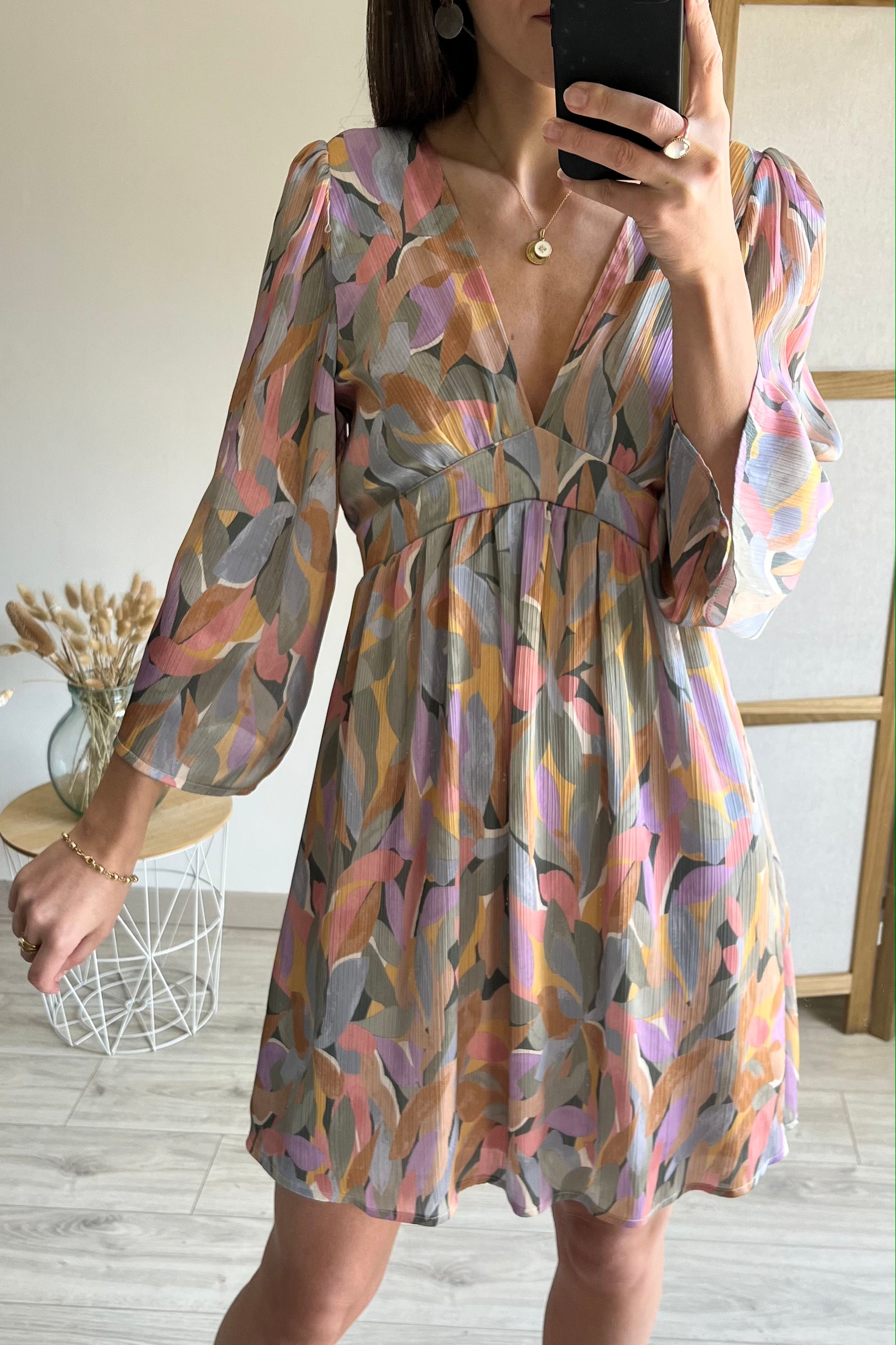 robe courte imprimé pastel manches fluides rue des abbesses