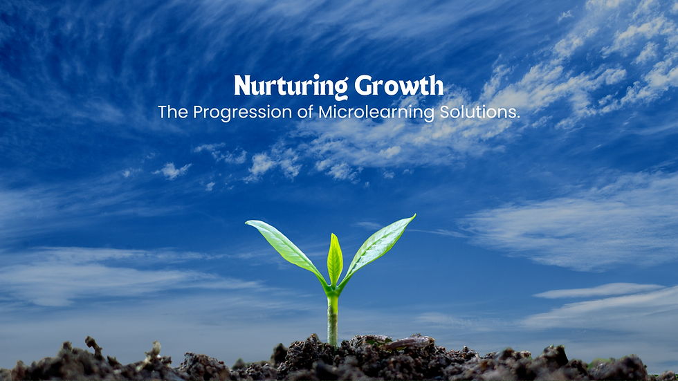 A sprouting seedling emerging from the soil with the text"Nurturing Growth: The Progression of Microlearning Solutions."