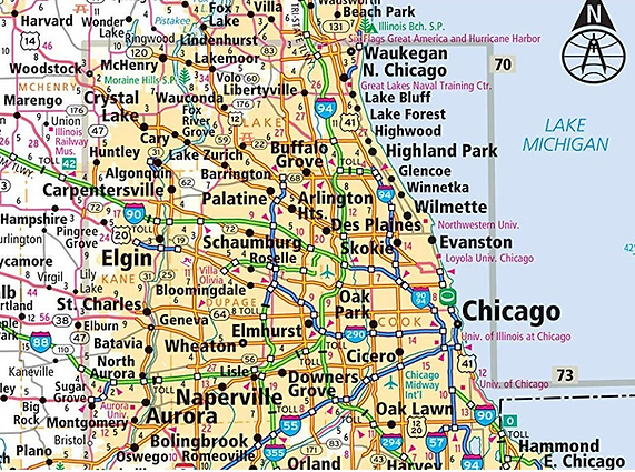 map of chicaglland service area