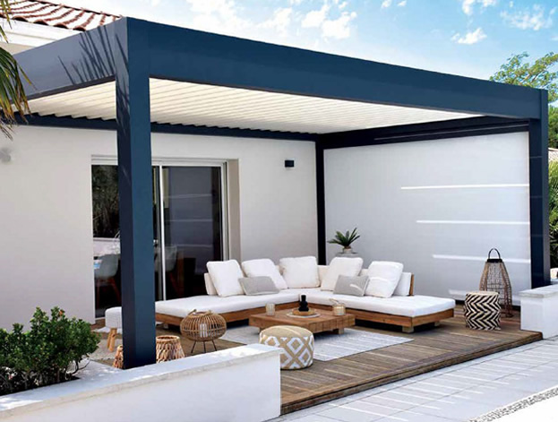 louvered pergola with screens