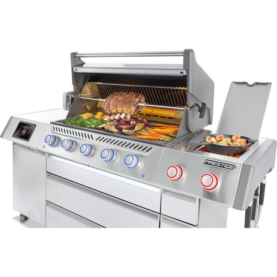 Barbecue Napoleon Prestige PRO 665 Elite avec tournebroche et brûleur latéral infrarouge