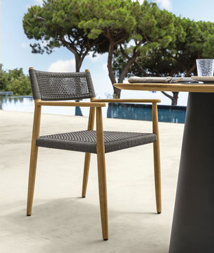 chaise et table de jardin en teck et en aluminium design italien