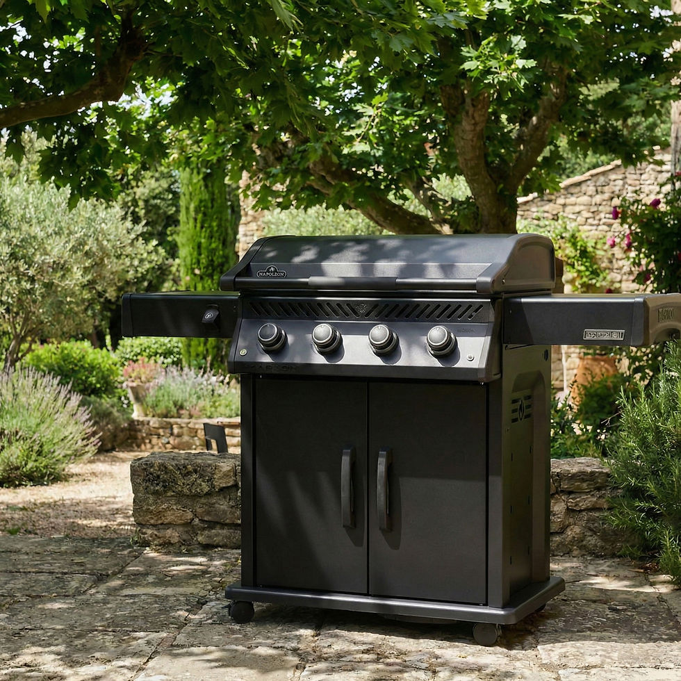 Plancha Rogue PRO Phantom 30 installée en extérieur dans un jardin paysager