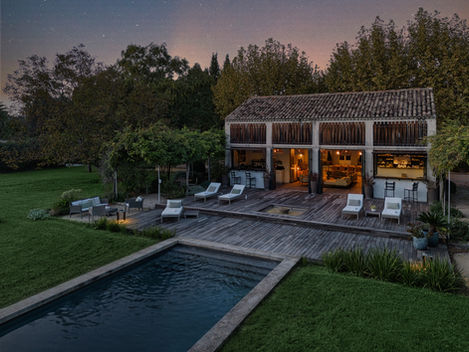 pool house in Provence with pretty outdoor bar on the terrace
