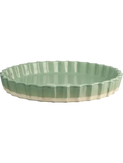 Plat à tarte ASA Selection GRANDE AL FORNO Sauge en grès émaillé vu de profil.