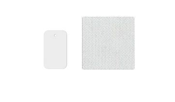 Échantillons de matériaux de la collection Cleosoft Alu – aluminium blanc, textile outdoor gris clair, présentés sur fond blanc