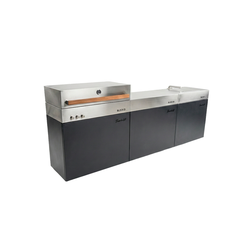 cuisine d'été Flammkraft avec barbecue, plan de travail et évier double