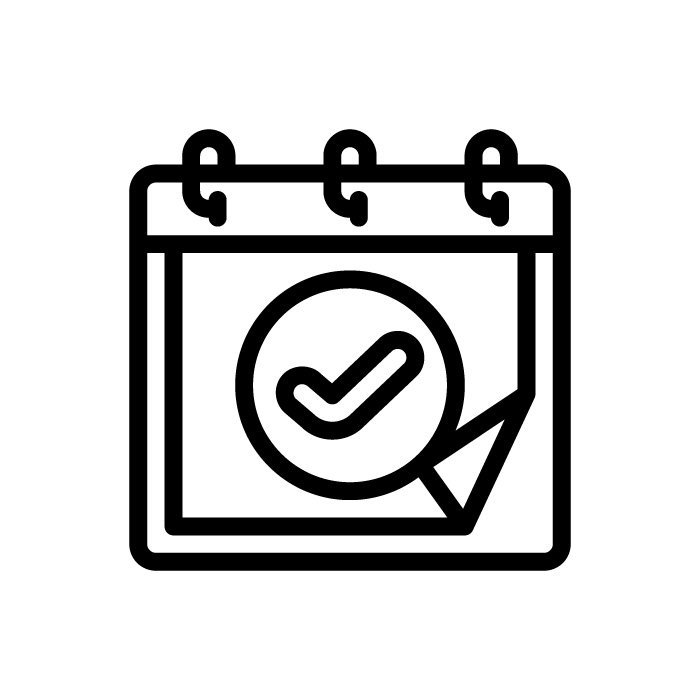 icone minimaliste représentant la prise d'un rendez-vous pour un projet d'aménagement extérieur