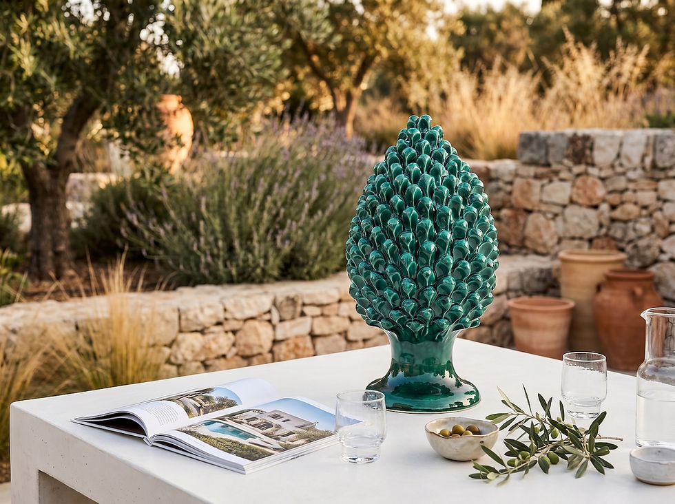 Pomme de pin décorative verte PIGNA Bevilacqua en extérieur méditerranéen