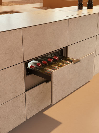 tiroir réfrigéré Dometic Drwabar 5S intégré dans une cuisine extérieure sur-mesure Cubic