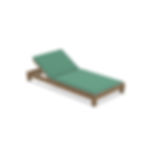 Bain de soleil JEKO 81 de Gervasoni en vue isolée, structure en éco-teck et coussins verts.