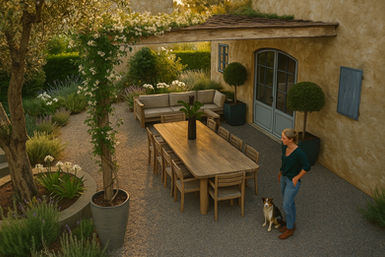 projet de création d'une treille recouverte de canisse pour apporter de l'ombre à la terrasse d'une propriété dans les Bouches du Rhone