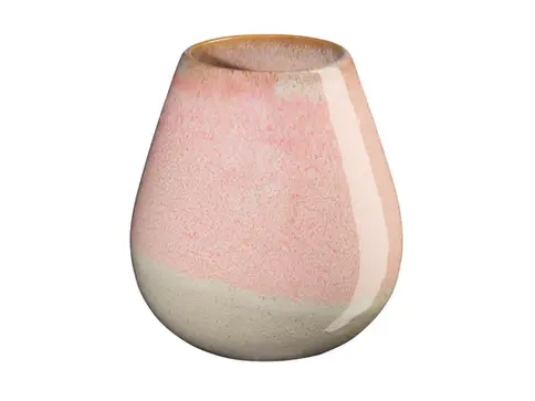 Vase IL CAPRICCIO Rosato 18 cm ASA Selection en céramique émaillée rose avec base naturelle