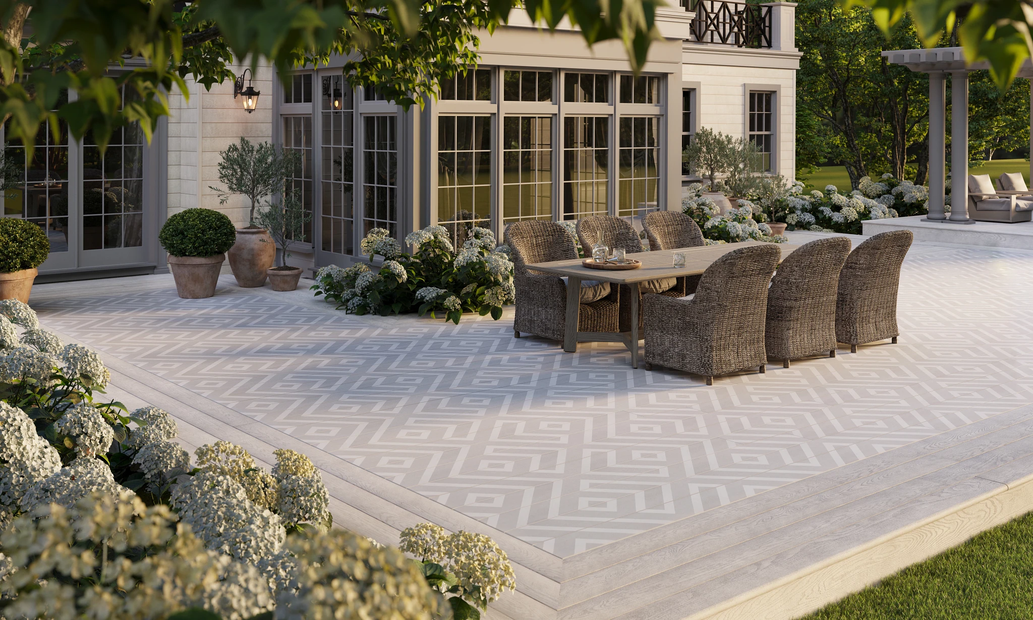 Terrasse de jardin en bois composite avec motif Modello