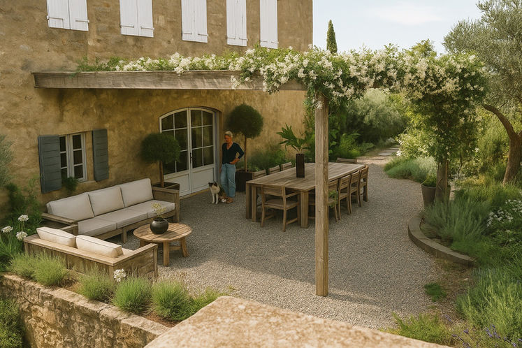 projet d'aménagement d'un jardin à fontvieille avec création d'une treille et fourniture de mobilier de jardin haut de gamme