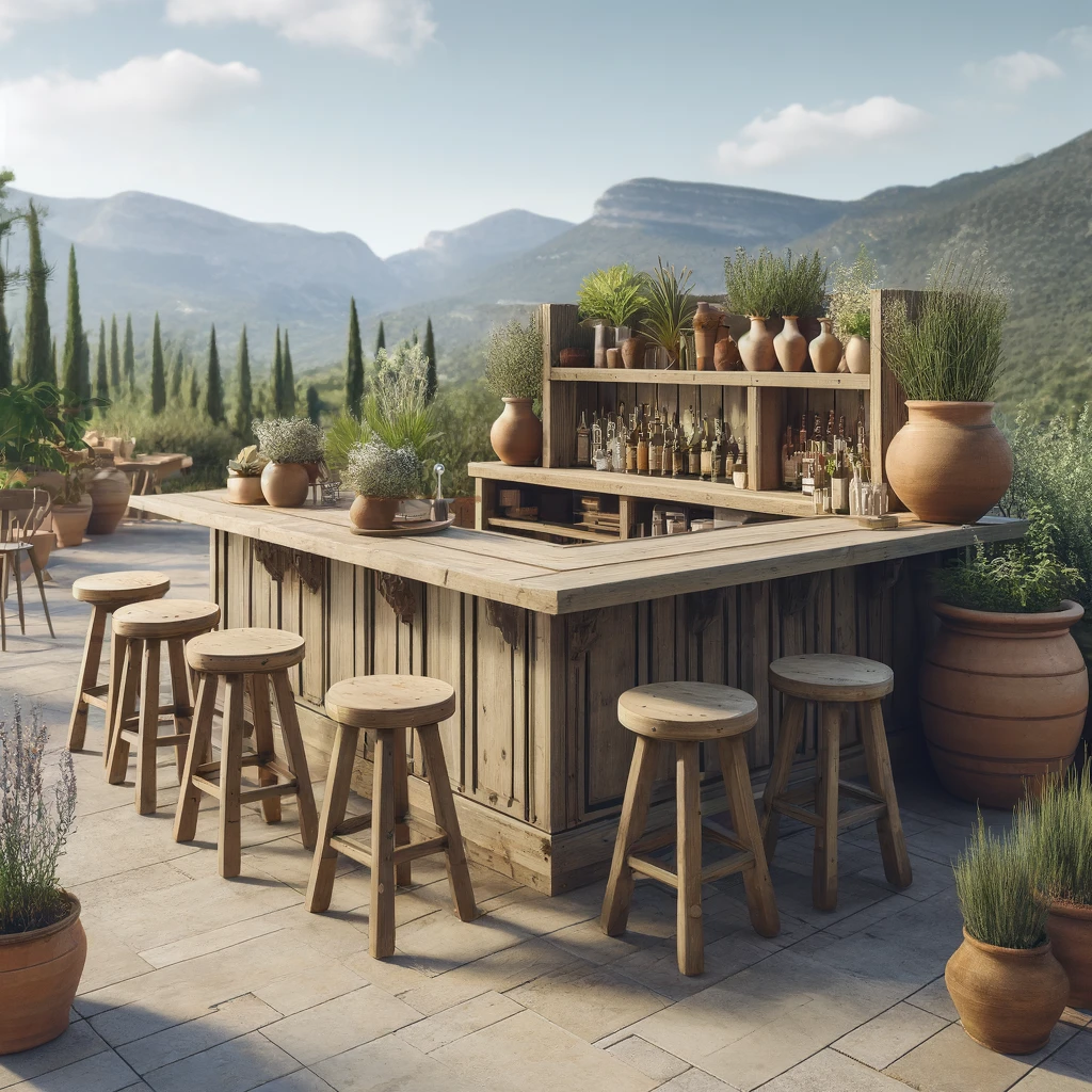 bar en forme de U pour une terrasse en Provence