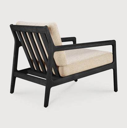 Fauteuil de jardin en teck noir Ethnicraft JACK tissu beige