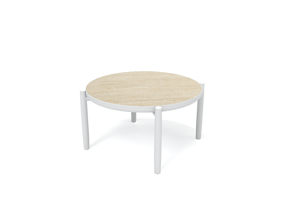 Table basse STIPA Maiori diamètre 80 cm avec structure blanche et plateau Pietra Beige
