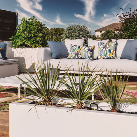 terrasse sol lames en bois canapé talenti