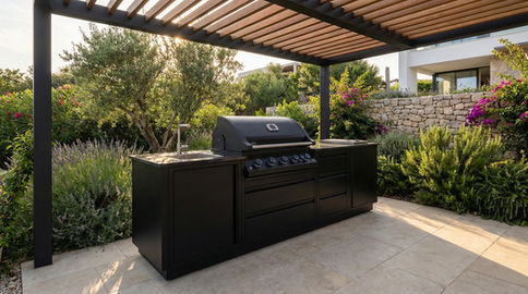 Cuisine extérieure OASIS Napoleon avec barbecue encastré et poubelle