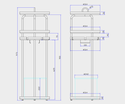 dimensions desserte Light Tray