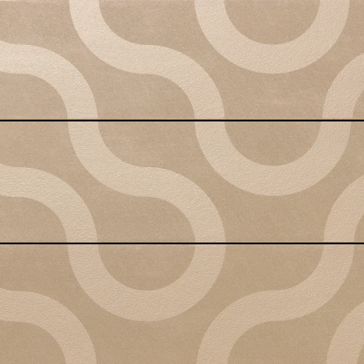 Détail du motif Contour Ashwood de Millboard, avec lignes claires sur fond beige grisé.