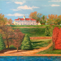 George Washington Mount Vernon property, view from the Potomac River, in Autumn.